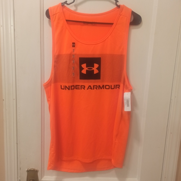 Under Armour Other - Running Loose Under Armour Tank Top Sleeveless  Men's Medium Orange - Big Logo